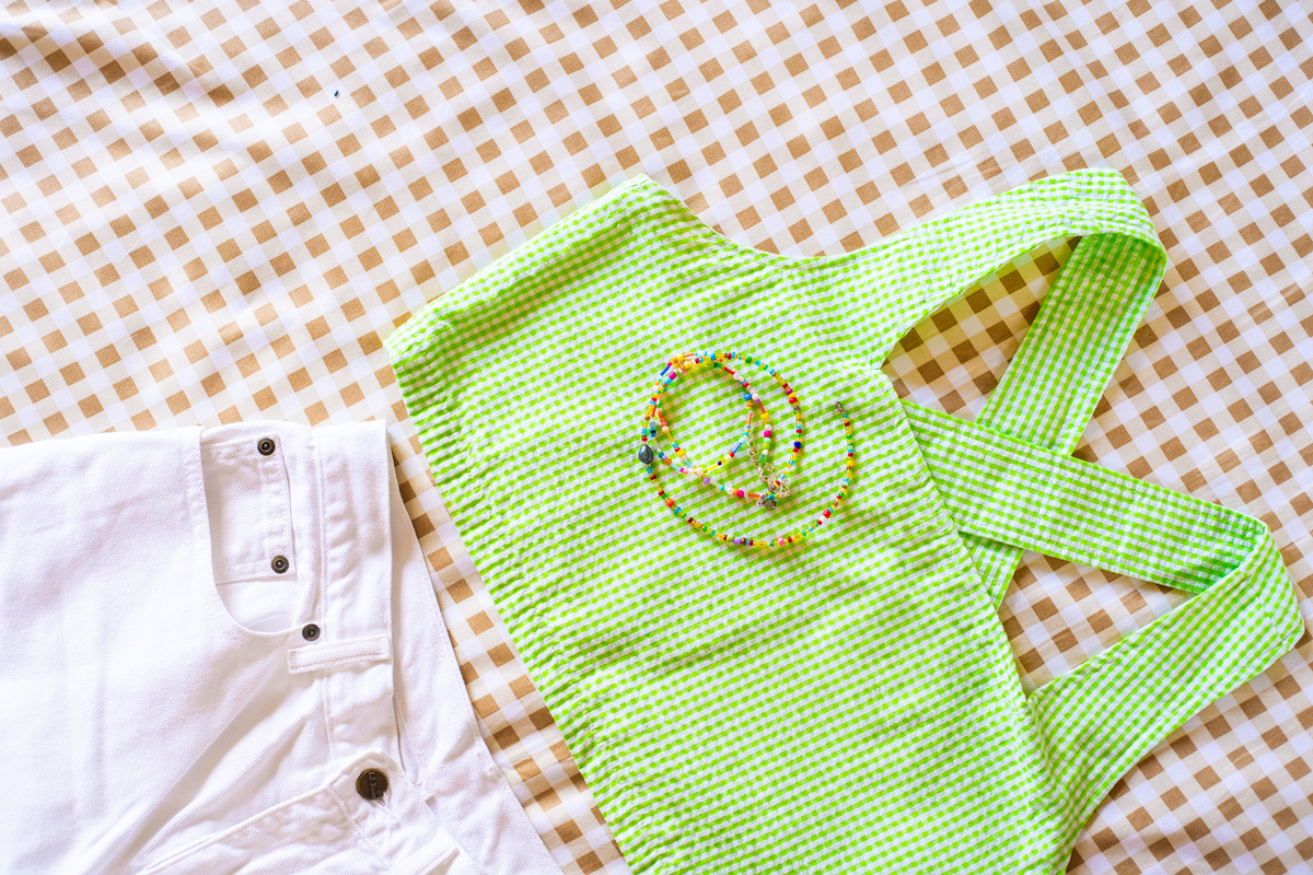 Custom Bright Green Crop Top and White Shorts